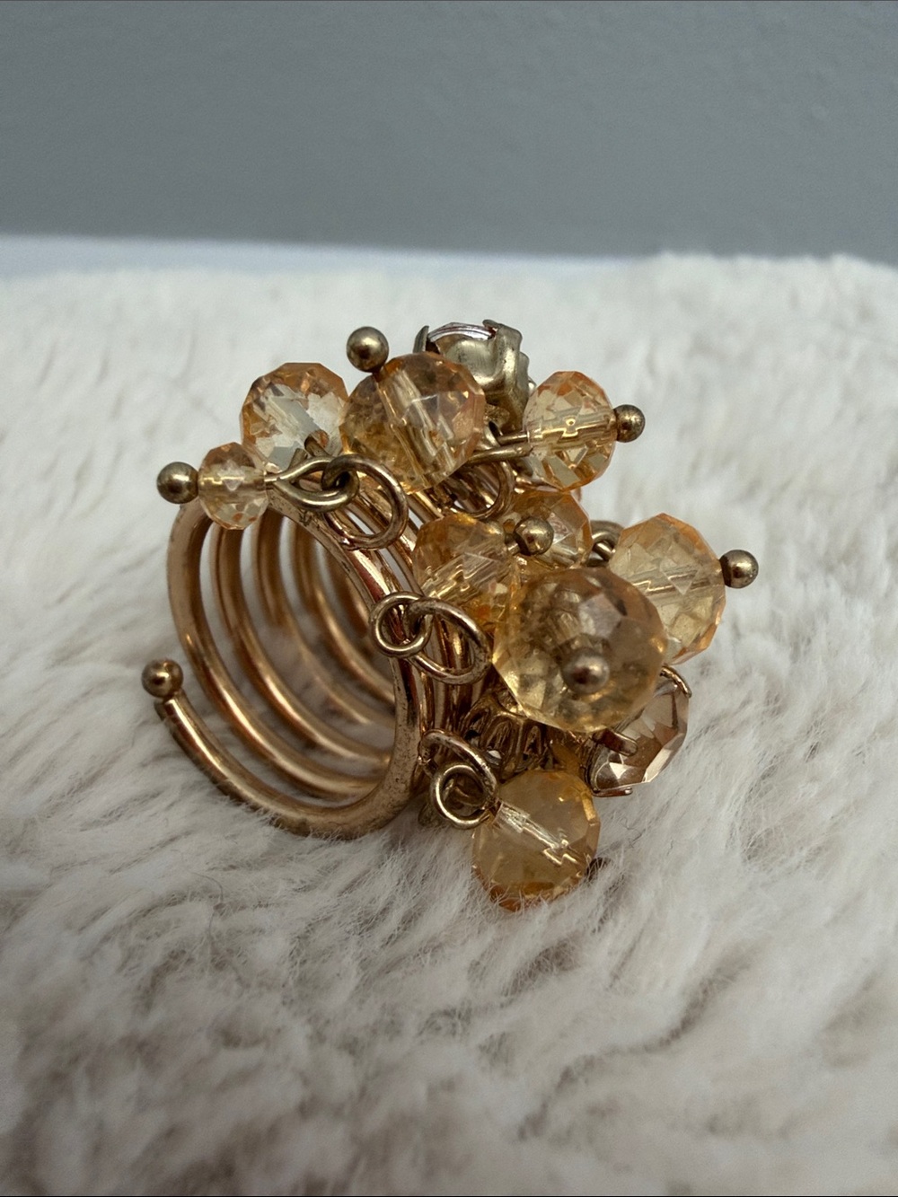 Gold-Tone Cluster Bead Statement Ring - Women Jewelry